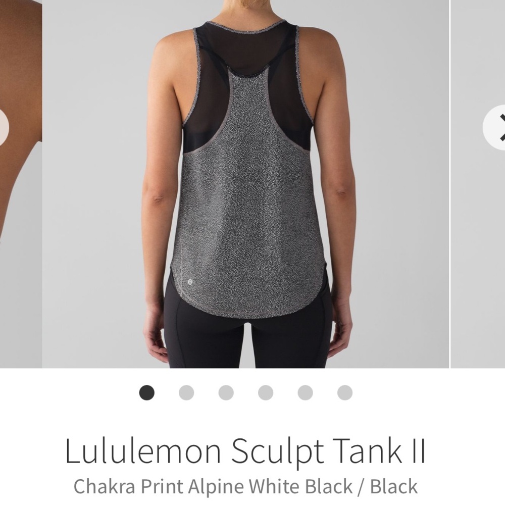 Lululemon Sculpt Tank II
Chakra Print Alpine White Black / Black est size 6/8